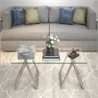 Pemberly Row Metal Nickel and Gray Sawhorse Legged Coffee Table