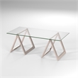Pemberly Row Metal Nickel and Gray Sawhorse Legged Coffee Table