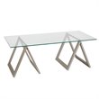 Pemberly Row Metal Nickel and Gray Sawhorse Legged Coffee Table
