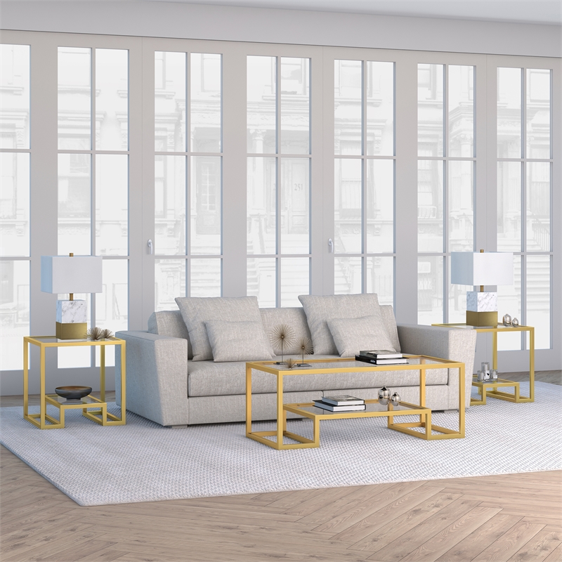 Pemberly Row Hollywood Regency Metal Brass Coffee Table