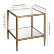 Pemberly Row Modern Metal Glam Side Table with Mirrored Shelf in Brass