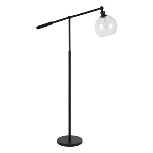 Pemberly Row 60.62&quot Adjustable Metal Seeded Glass Floor Lamp in Blackened Bronze