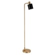 Pemberly Row Industrial Metal Brass Base Floor Lamp with Black Metal Shade