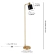 Pemberly Row Industrial Metal Brass Base Floor Lamp with Black Metal Shade