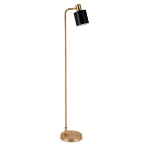 pemberly row industrial metal brass base floor lamp with black metal shade