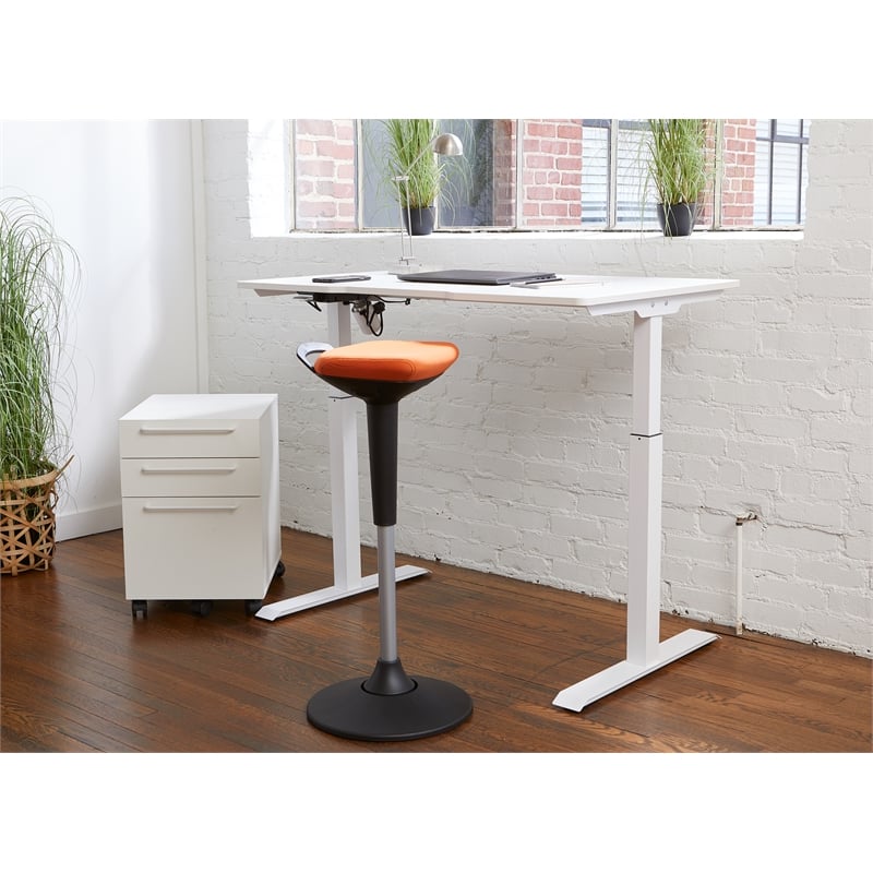 Pemberly Row Electric Height Adjustable Standing Desk in White