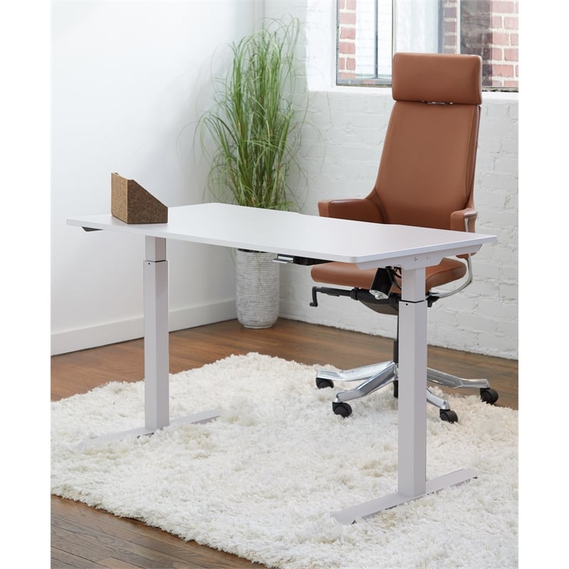 Pemberly Row Electric Height Adjustable Standing Desk in White