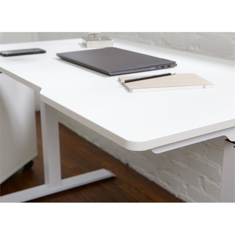 Pemberly Row Electric Height Adjustable Standing Desk in White