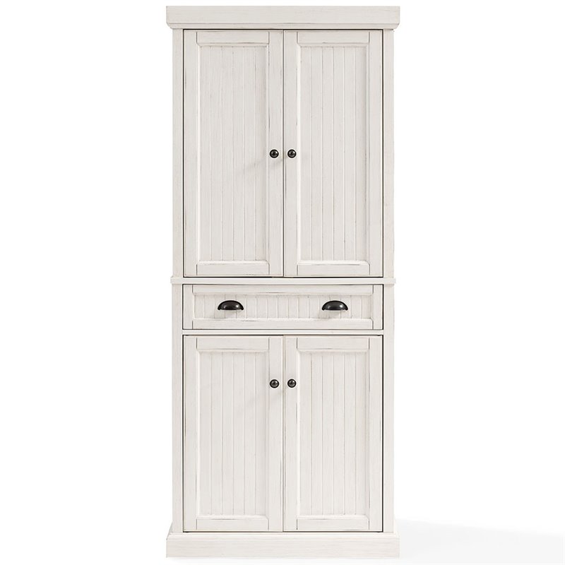 Pemberly Row 4-Door and 1-Drawer Coastal Wood Pantry in White