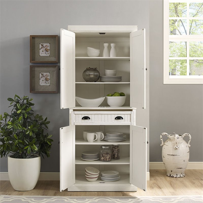 Pemberly Row 4-Door and 1-Drawer Coastal Wood Pantry in White