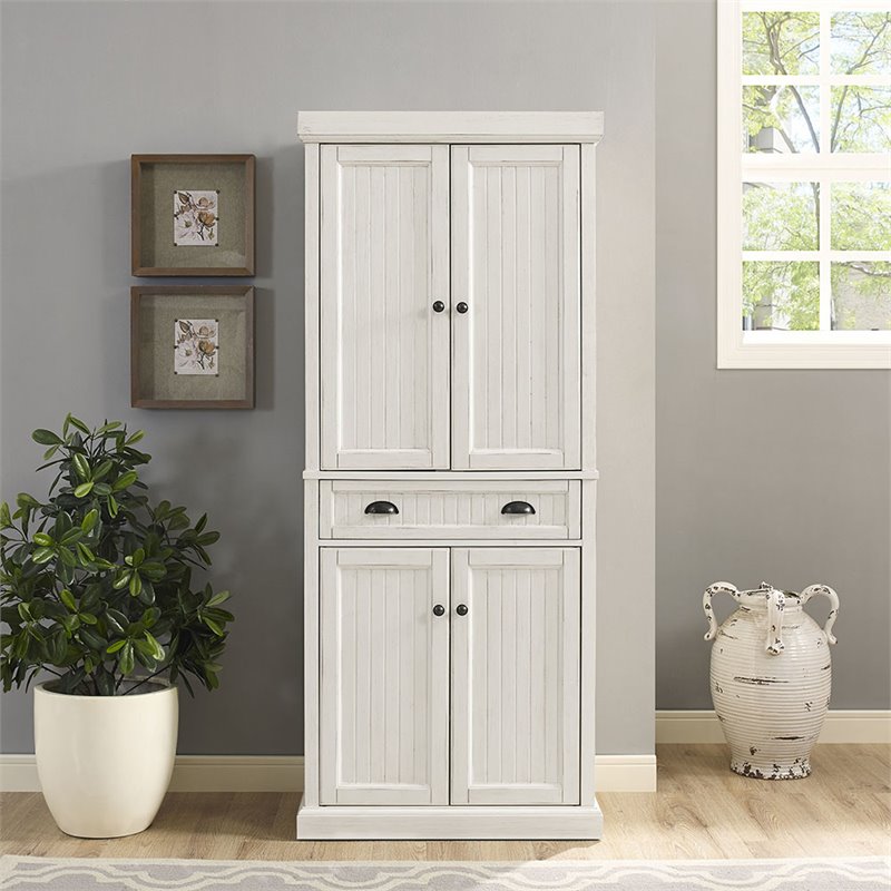 Pemberly Row 4-Door and 1-Drawer Coastal Wood Pantry in White