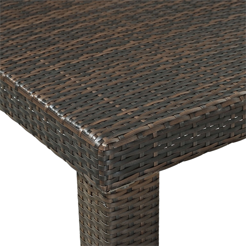 Pemberly Row Wicker Counter Height Patio Dining Table in Brown
