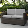 Pemberly Row Wicker Patio Loveseat in Brown and Gray