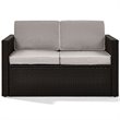 Pemberly Row Wicker Patio Loveseat in Brown and Gray
