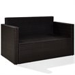 Pemberly Row Wicker Patio Loveseat in Brown and Gray
