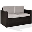 Pemberly Row Wicker Patio Loveseat in Brown and Gray