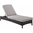 Pemberly Row Wicker Patio Chaise Lounge in Brown and Gray