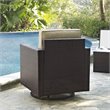 Pemberly Row Wicker Swivel Patio Arm Chair in Brown and Sand