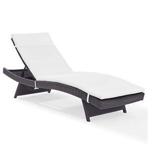 pemberly row patio chaise lounge in brown and white