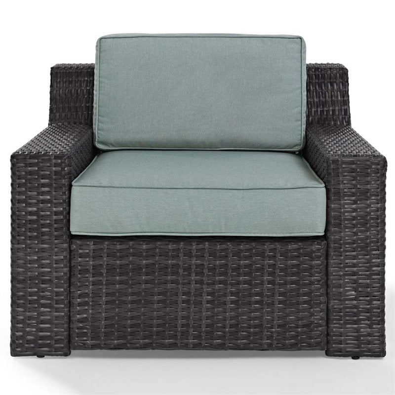 Pemberly Row Wicker Patio Chair in Brown and Mist