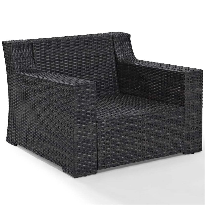 Pemberly Row Wicker Patio Chair in Brown and Mist