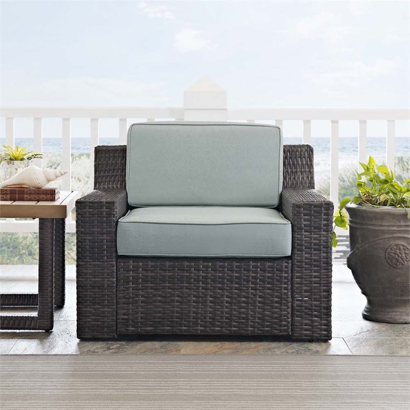 Pemberly Row Wicker Patio Chair in Brown and Mist