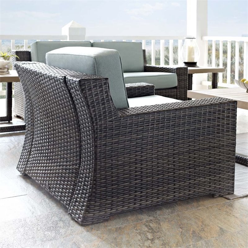 Pemberly Row Wicker Patio Chair in Brown and Mist