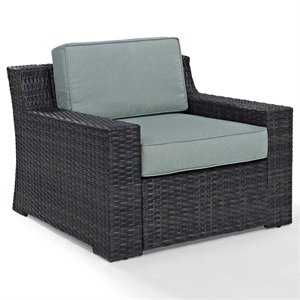 pemberly row wicker patio chair in brown and mist