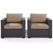 Pemberly Row Wicker Patio Arm Chair in Brown and Mocha (Set of 2)