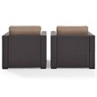 Pemberly Row Wicker Patio Arm Chair in Brown and Mocha (Set of 2)