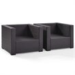 Pemberly Row Wicker Patio Arm Chair in Brown and Mocha (Set of 2)