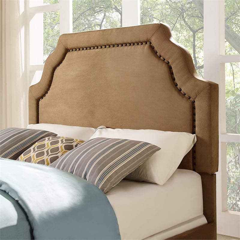 Pemberly Row Upholstered King California King Headboard in Camel