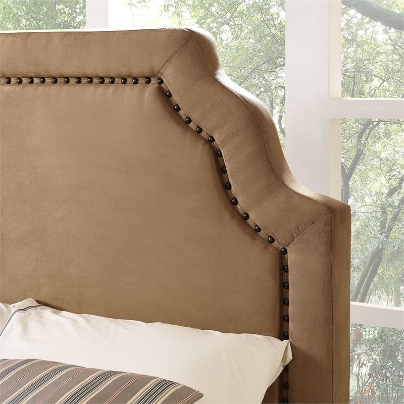 Pemberly Row Upholstered King California King Headboard in Camel