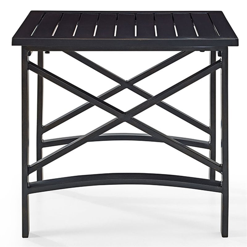 Pemberly Row Steel Metal Patio End Table in Oil Rubbed Bronze