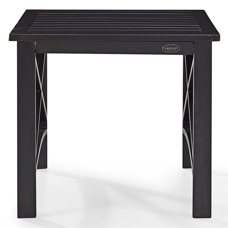 Pemberly Row Steel Metal Patio End Table in Oil Rubbed Bronze
