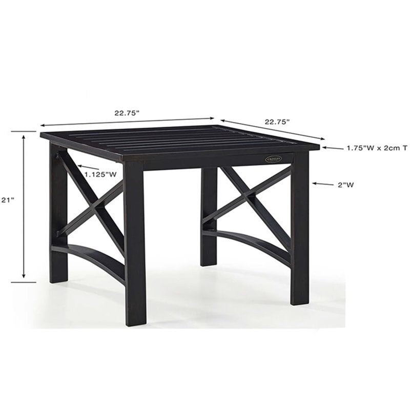 Pemberly Row Steel Metal Patio End Table in Oil Rubbed Bronze