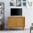 Pemberly Row Mid-Century Wood Media Console Table in Acorn Brown/Gold