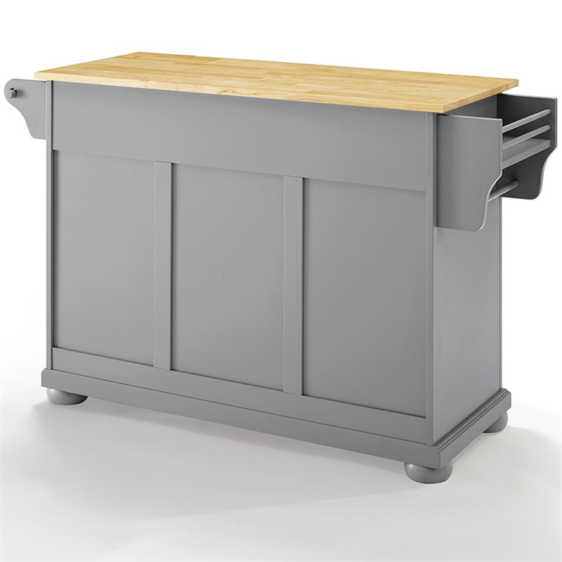 Pemberly Row Traditional Wood Kitchen Island with 2-Drawer in Gray/Natural
