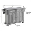 Pemberly Row Traditional Wood/Stainless Steel Kitchen Island in Gray/Chrome