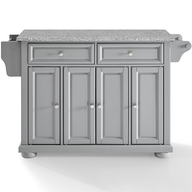 Pemberly Row Traditional Wood/Granite Kitchen Island in Gray