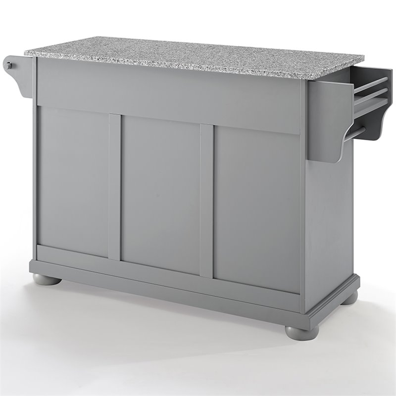 Pemberly Row Traditional Wood/Granite Kitchen Island in Gray
