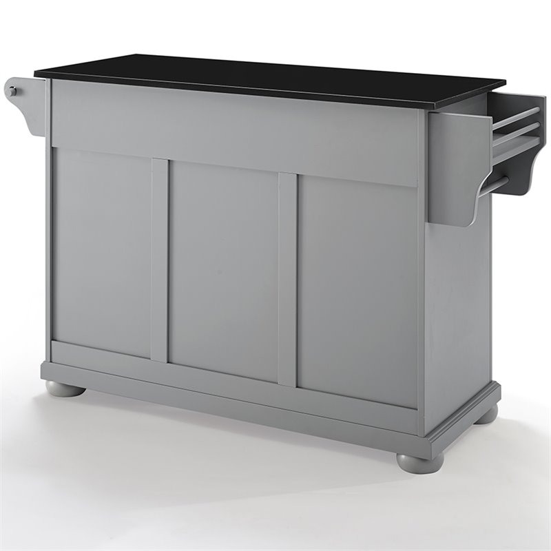 Pemberly Row Traditional Wood Kitchen Island with 2-Drawer in Gray/Black