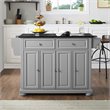 Pemberly Row Traditional Wood Kitchen Island with 2-Drawer in Gray/Black