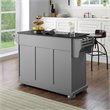Pemberly Row Traditional Wood Kitchen Island with 2-Drawer in Gray/Black