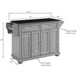 Pemberly Row Traditional Wood Kitchen Island with 2-Drawer in Gray/Black