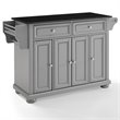 Pemberly Row Traditional Wood Kitchen Island with 2-Drawer in Gray/Black