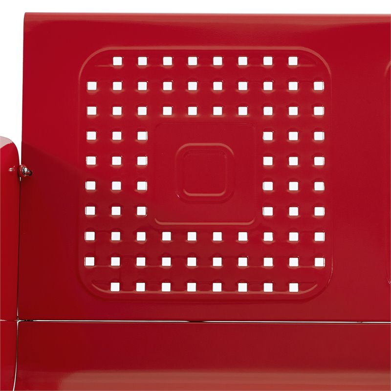 Pemberly Row Metal Gliding Patio Loveseat in Bright Red Gloss