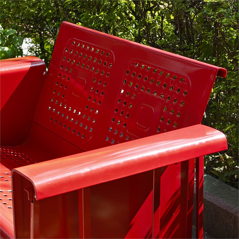 Pemberly Row Metal Gliding Patio Loveseat in Bright Red Gloss