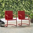 Pemberly Row Industrial Metal Patio Chair in Bright Red Gloss (Set of 2)