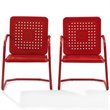 Pemberly Row Industrial Metal Patio Chair in Bright Red Gloss (Set of 2)